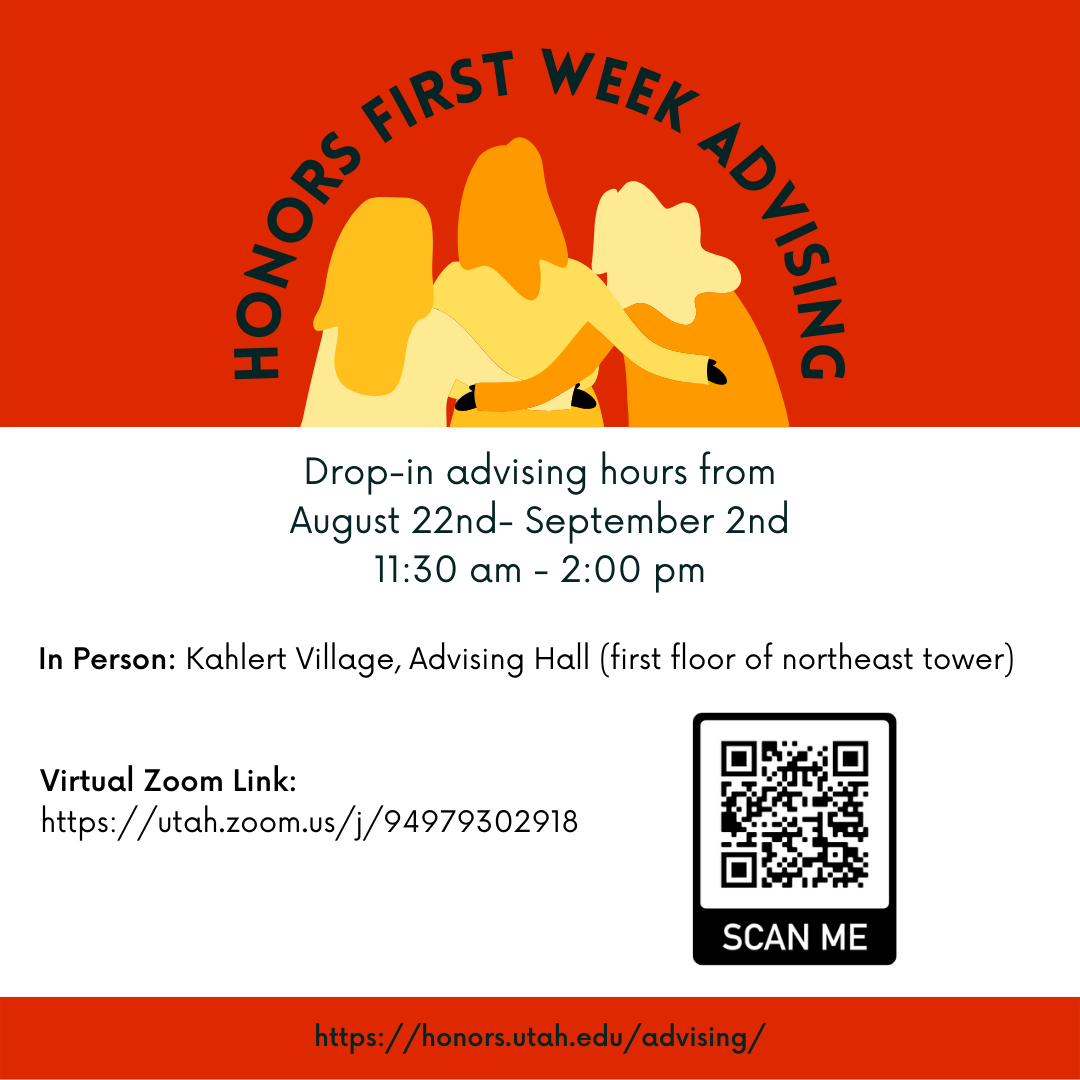 Drop-In Advising Hours from August 22-September 2 •11:30 am - 2 pm In-person at Kahlert Village in the advising hall or click on the link for a virtual zoom session.