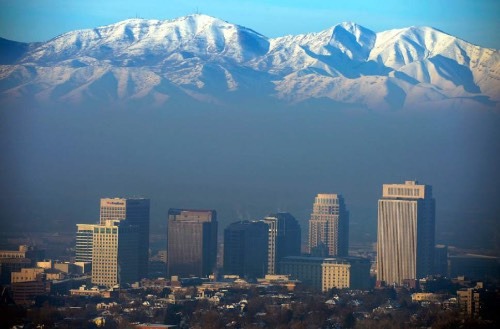 Salt Lake City with bad air quality